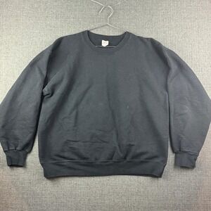 Hanes Sweatshirt Mens Large Black Ultimate Cotton Crewneck Pullover Classic Warm